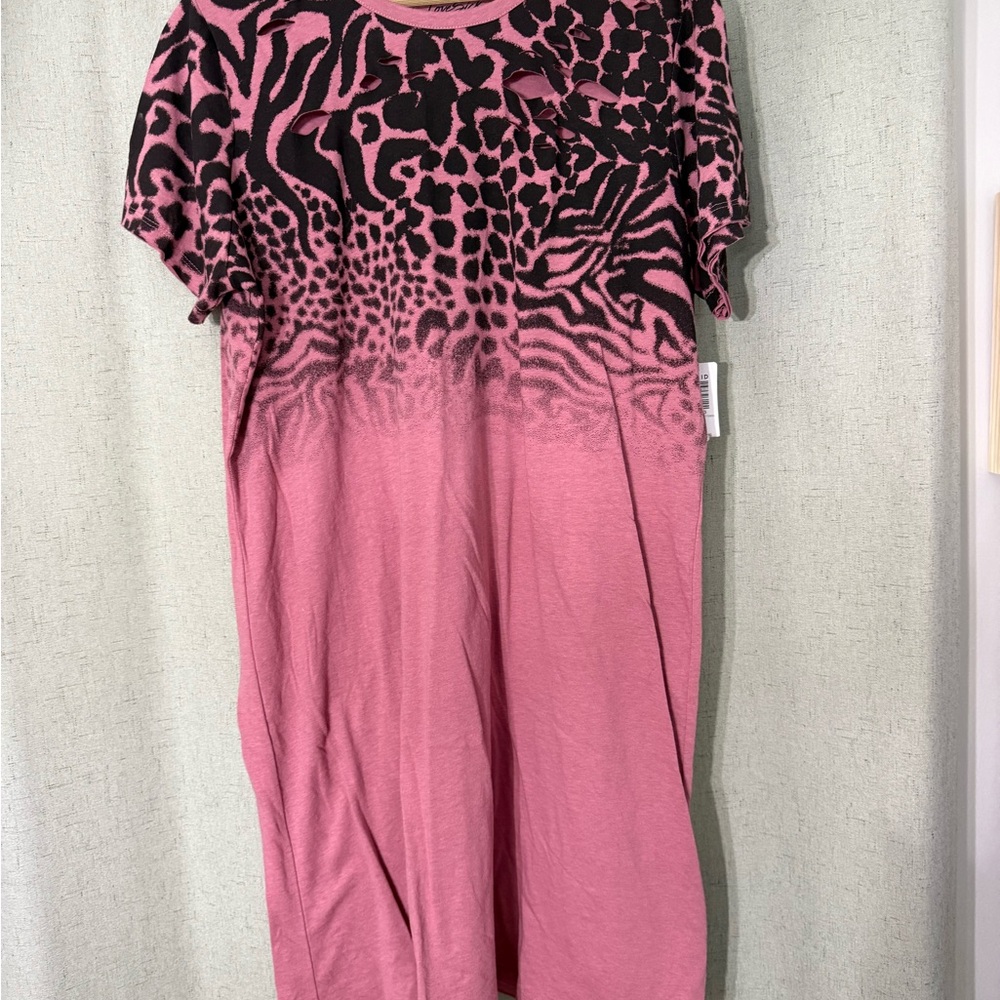 Torrid LoveSick Pink and Black Distressed Dress